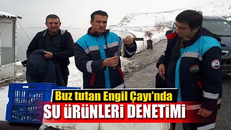Buz tutan Engil Çayı'nda su ürünleri denetimi 