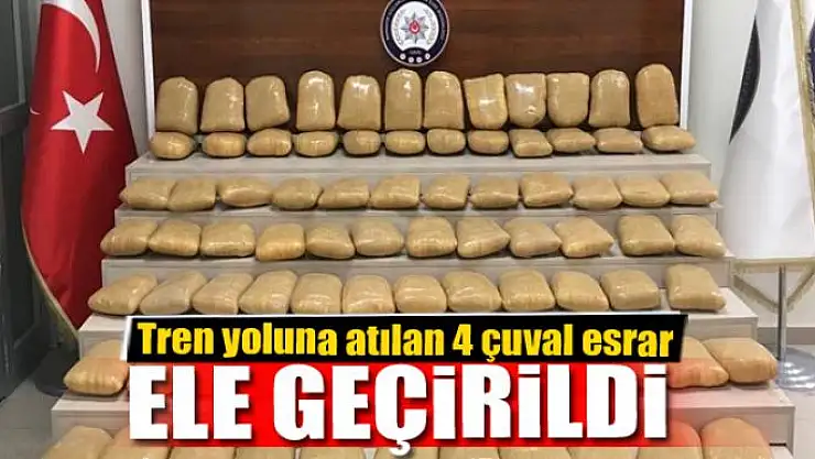 Tren yoluna atılan 4 çuval esrar ele geçirildi