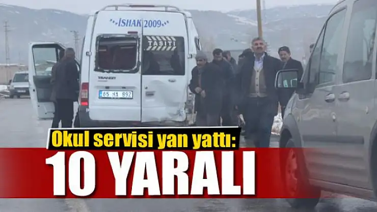 Okul servisi yan yattı: 10 yaralı