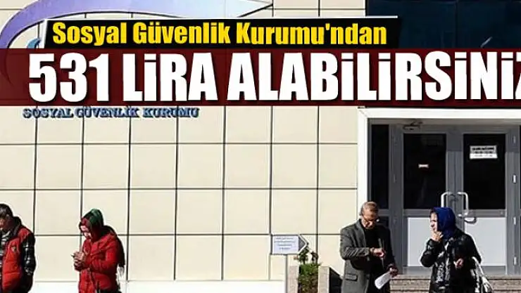 Sosyal Güvenlik Kurumu'ndan 531 lira alabilirsiniz