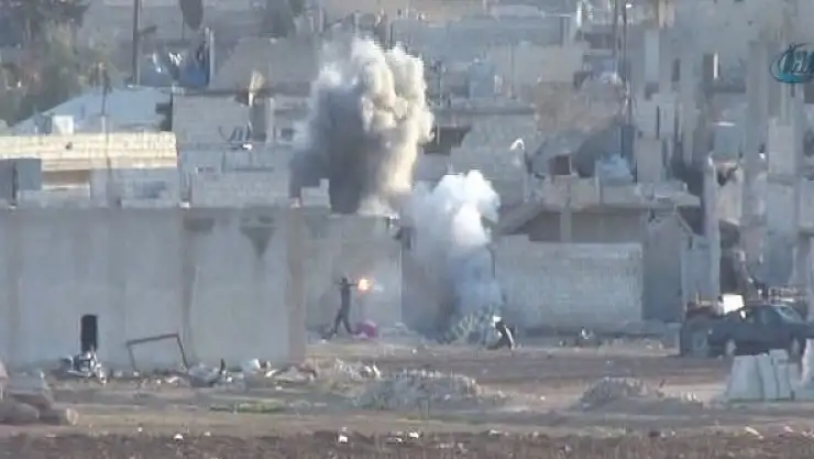 Kobani çatışmaları  sınırdan net görüntüleniyor