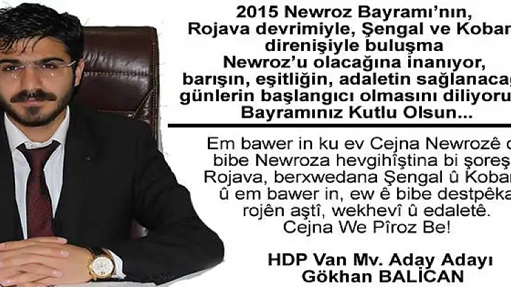 Gökhan Balican Newruz Bayramı Mesajı