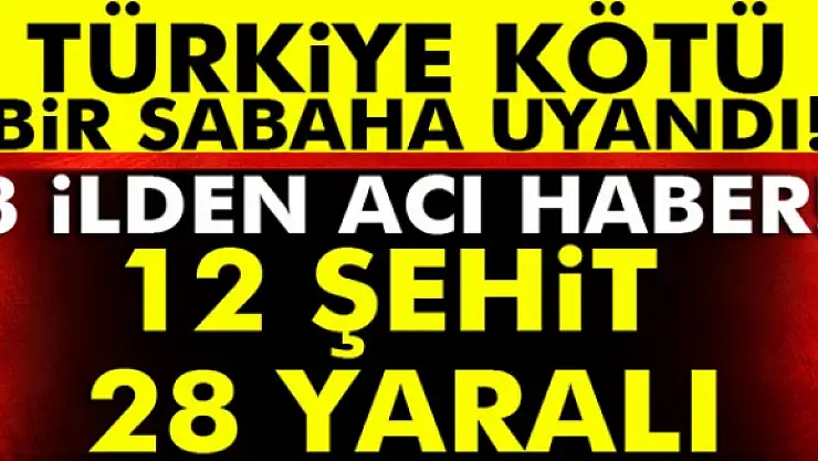 3 ilden acı haber: 12 şehit, 28 yaralı