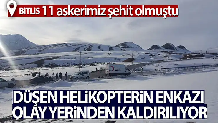 Tatvan'da düşen helikopterin enkazı olay yerinden kaldırılıyor