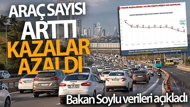 Araç sayısı artmasına rağmen kaza ve can kaybı azaldı