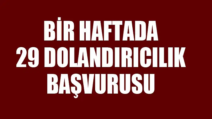 Bir haftada 29 dolandırıcılık başvurusu