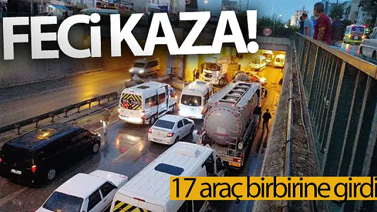 Kayganlaşan yolda 17 araç birbirine girdi: 4 yaralı
