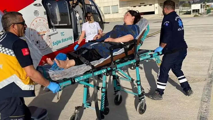27 yaşındaki hasta helikopter ambulansla hastaneye sevk edildi
