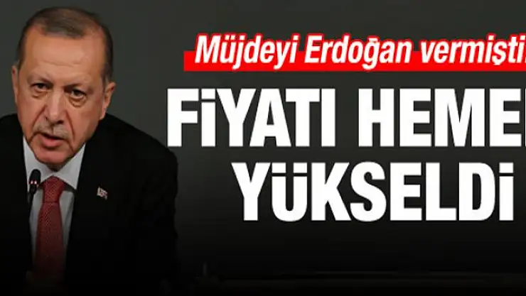 Erdoğan müjdeyi verdi, fiyatı hemen yükseldi