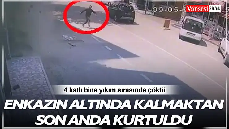 4 katlı bina yıkım sırasında çöktü, enkazın altında kalmaktan son anda kurtuldu