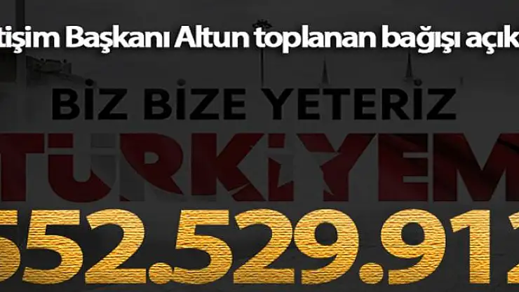İletişim Başkanı Altun: 'Milli Dayanışma Kampanyası'nda 552 milyon 529 bin 912 TL toplandı'