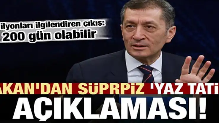 Ziya Selçuk'tan kritik 'yaz tatili' açıklaması!