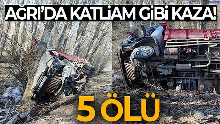 Ağrı'da kamyon şarampole devrildi: 5 ölü