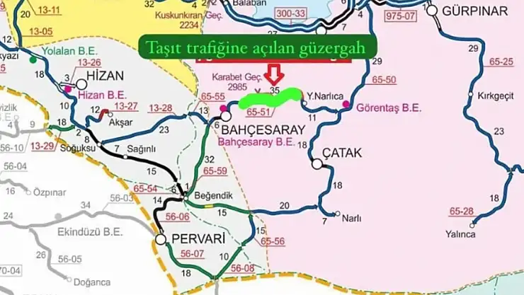 Bahçesaray-Çatak yolu yeniden ulaşıma açıldı