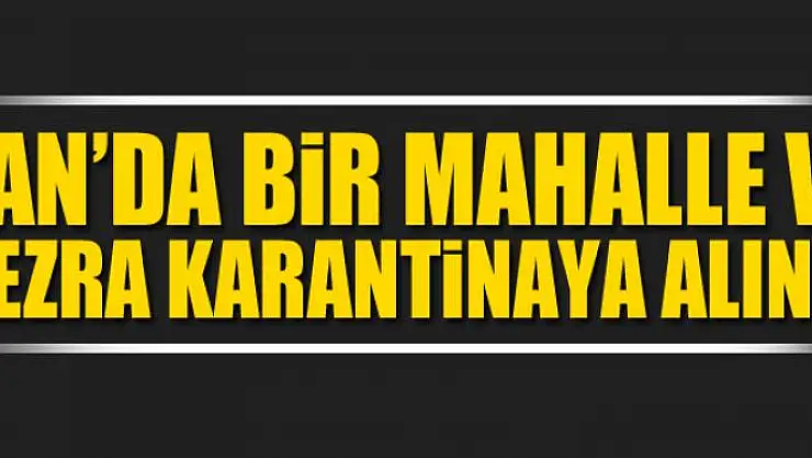 Van'da bir mahalle ve mezra karantinaya alındı