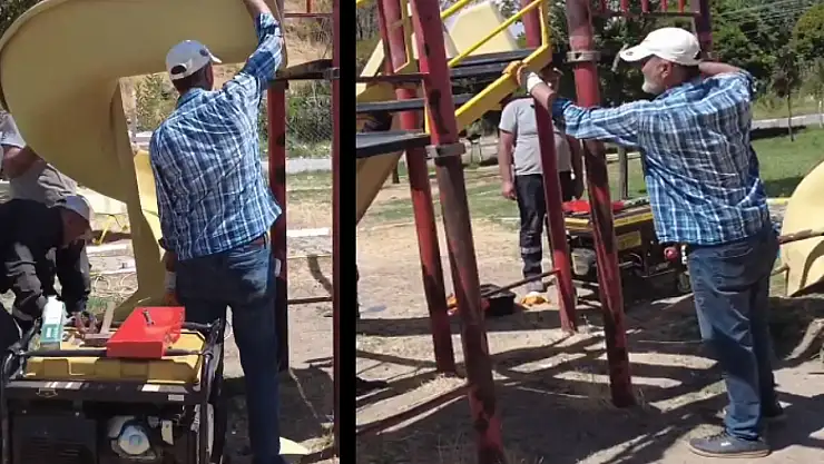 Çocuk oyun parklarında bakım onarım çalışması