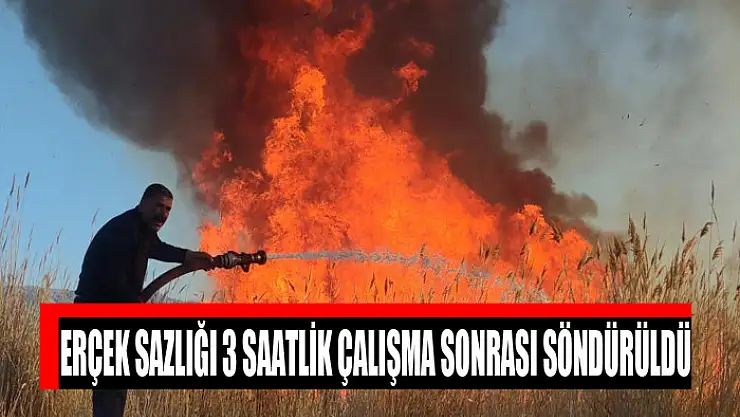 Erçek sazlığı 3 saatlik çalışma sonrası söndürüldü