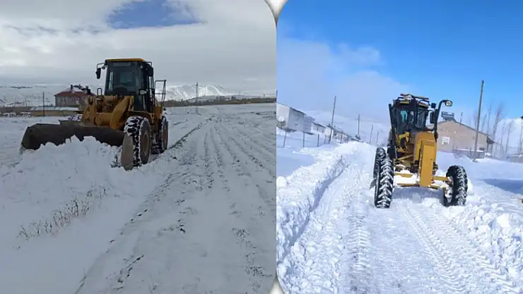 Erciş Belediyesi'nden kar temizleme çalışması