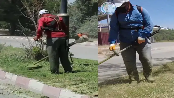 Erciş Belediyesi'nden ot biçme çalışması