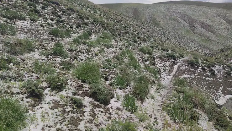 Erek Dağı'nın etekleri beyaza büründü