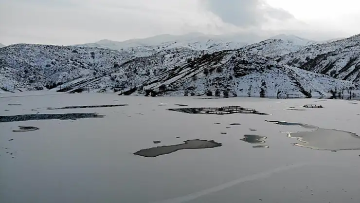 Erzincan'da soğuktan göller buz tuttu
