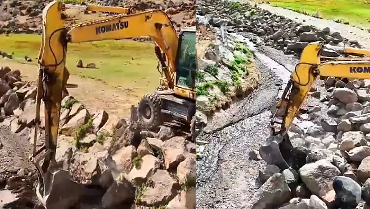 Evciller Mahallesi'nde tarımsal sulama kanalı temizlendi