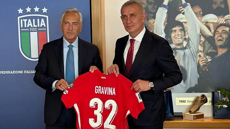 Hacıosmanoğlu, İtalya Futbol Federasyonu Başkanı Gravina'yı ziyaret etti