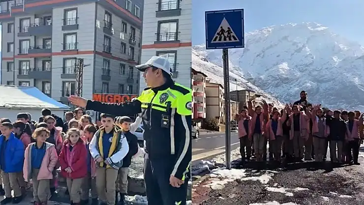 Hakkari polisinden öğrencilere uygulamalı trafik eğitimi