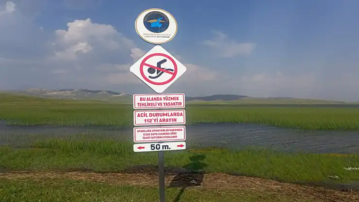 İpekyolu Belediyesi Keşiş Gölü'ne uyarı levhaları astı