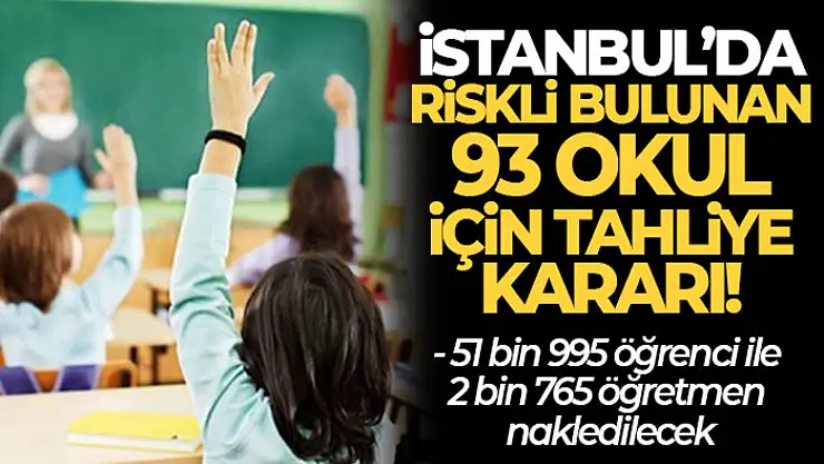 İstanbul'da 93 okulda Pazartesi günü eğitim ve öğretim yapılamayacak