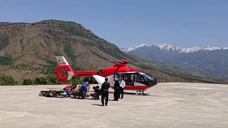 Kalp krizi geçiren hastanın imdadına ambulans helikopter yetişti