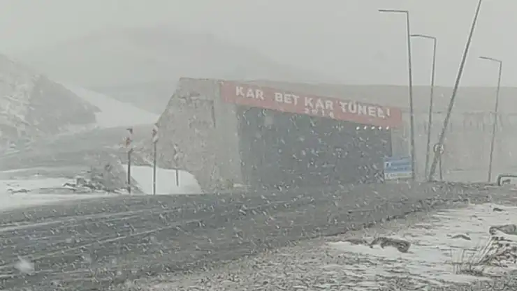 Karabet Geçidi'nde lapa lapa kar yağdı