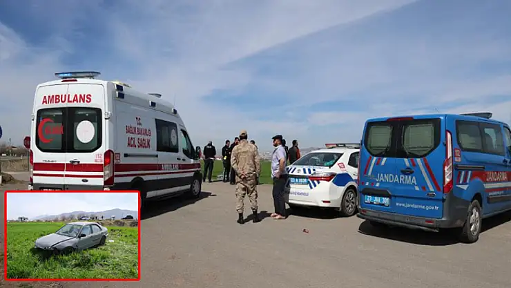 Kontrolden çıkan araç tarlaya uçtu