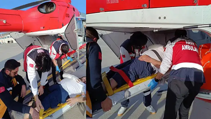Kosta kırığı hastası için helikopter ambulans havalandı