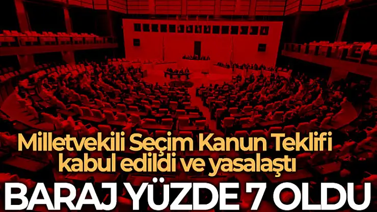 Milletvekili Seçim Kanun Teklifi kabul edildi ve yasalaştı