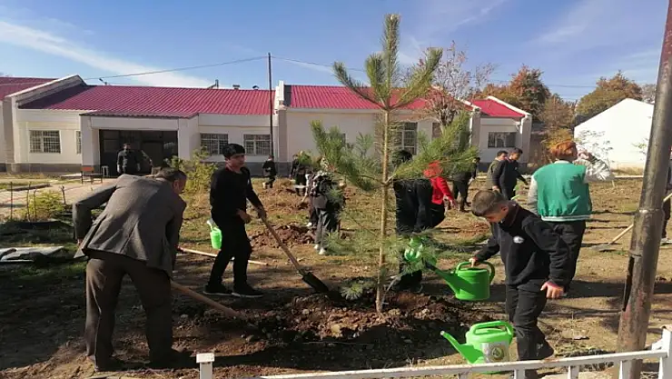 Okul bahçeleri fidanlarla yeşilleniyor