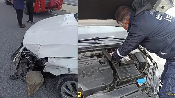 Otomobil refüje çarptı: 2 yaralı