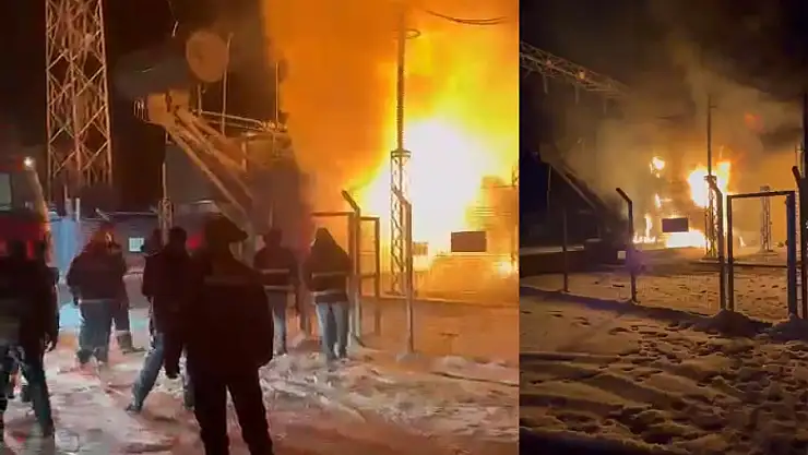 Patlayan trafo alevlere teslim oldu