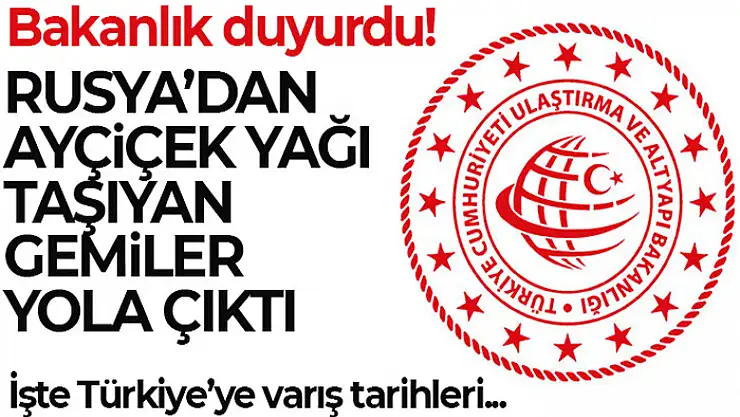 Rusya'dan Ayçiçek ayçiçek yağı taşıyan gemiler yola çıktı