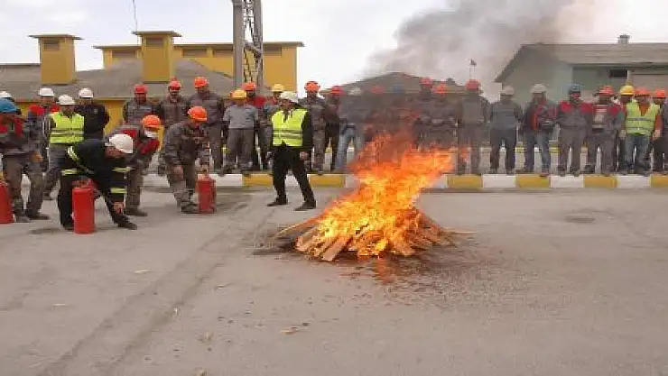 ÇİMENTO FABRİKASINDA TATBİKAT