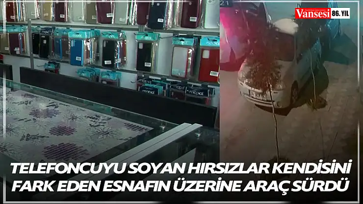 Telefoncuyu soyan hırsızlar kendisini fark eden esnafın üzerine araç sürdü