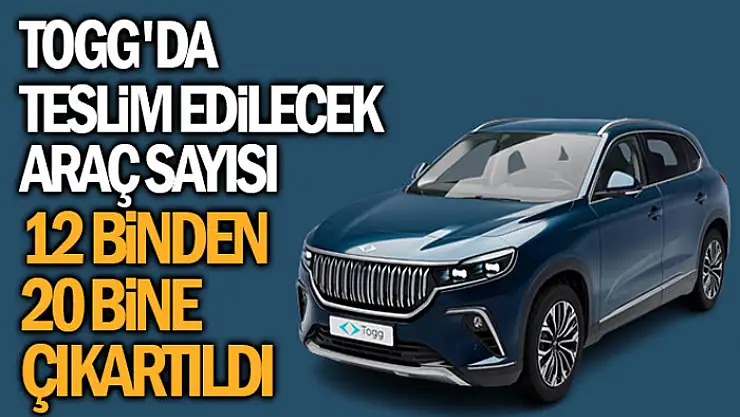 Togg'da teslim edilecek araç sayısı 12 binden 20 bine çıkartıldı