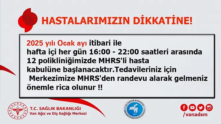 Van Ağız ve Diş Sağlığı Merkezi'nden akşam hizmeti