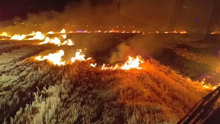 Van'da anız yangını