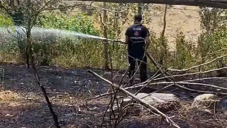 Van'da bahçede çıkan yangın korkuttu