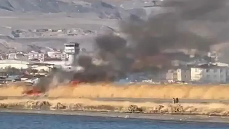 Van'da sazlık alanda yangın
