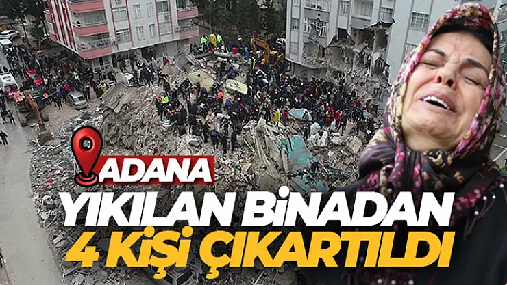 Yıkılan binadan 4 kişi çıkartıldı