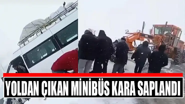 Yoldan çıkan minibüs kara saplandı