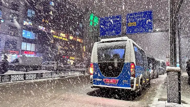 Yüksekova'da lapa lapa kar yağdı