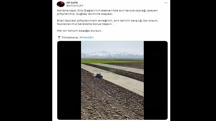 'Yüksekova ovasında ekim başladı'